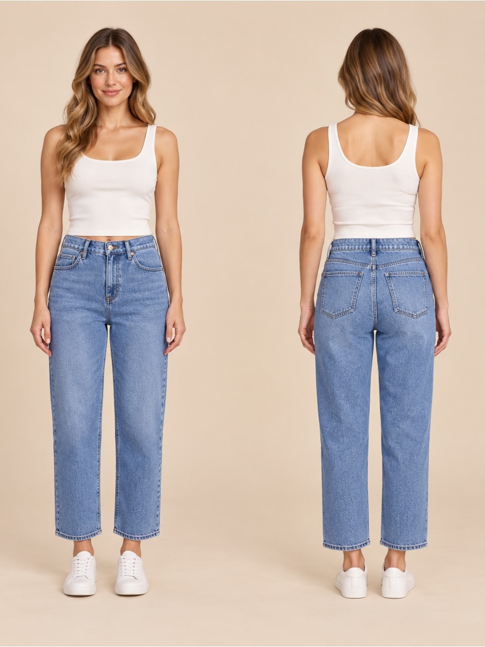 Express Women’s Relaxed Straight Ankle Jeans 10S High Rise Stretch Light Wash